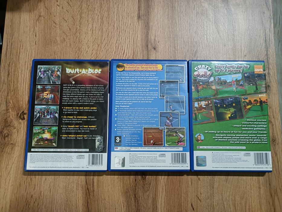 Bust-a-bloc , Crazy Golf i Perfect Ace na PS2