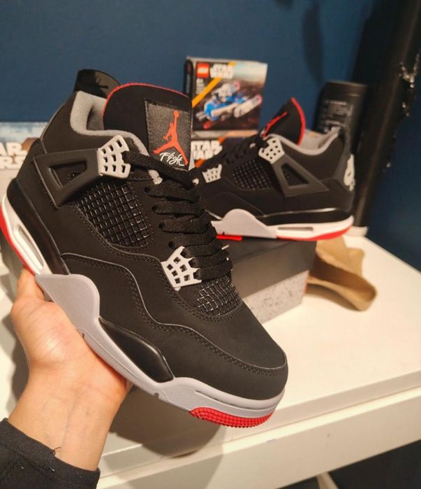 Jordan 4 czarne biale meskie jordany za kostkę retro flight obuwie