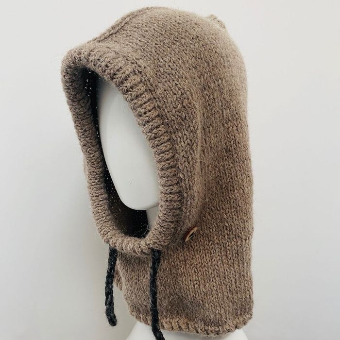 Balaclava kominiarka kaptur czapka 100% alpaka ręczna robota taupe