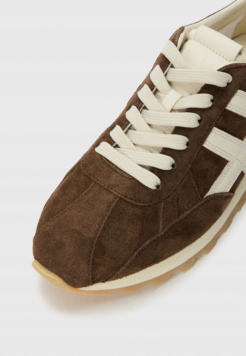 Hogan 43 Buty Męskie Brązowe Skórzane High Premium Logo T612