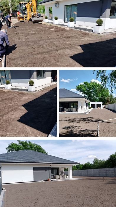 Niwelacja terenów~trawniki~żywopłoty~rębakowanie~minikoparka~wycinka