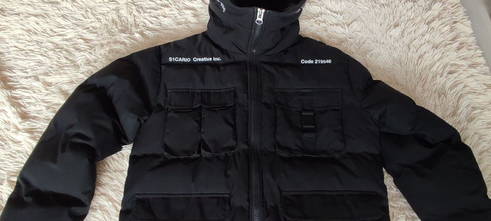 Młodzieżowa męska kurtka zimowa z kapturem rozmiar S/M