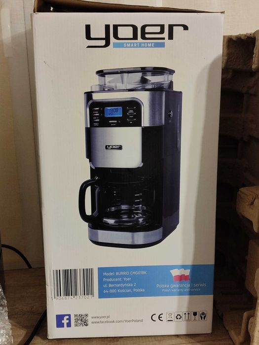 Ekspres do kawy z młynkiem Yoer Burrio CMG01BK – jak nowy