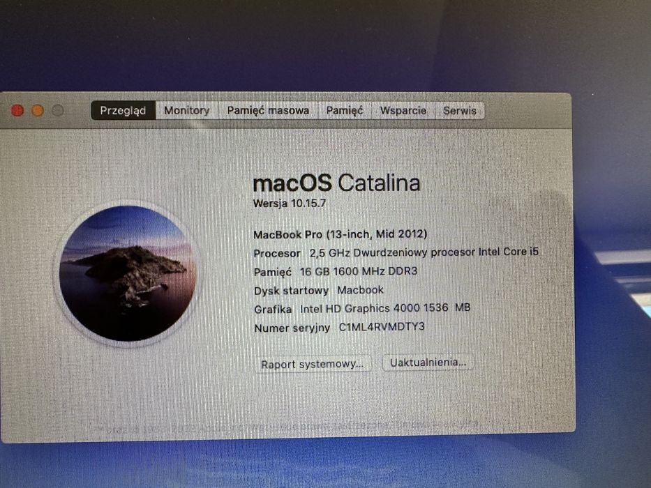 MacBook Pro 13 cali , Mid 2012, dysk SSD 519GB