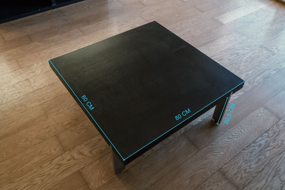 Mesa de centro preta 80x80 cm – Sala de estar