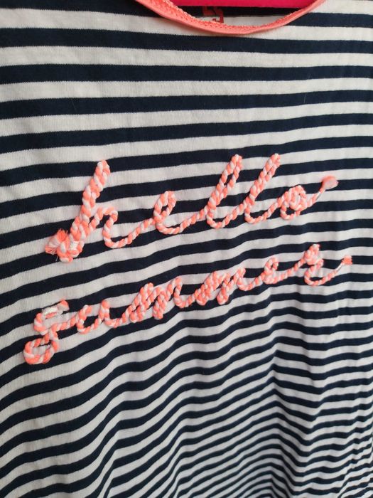 T-shirt w paski z napisem