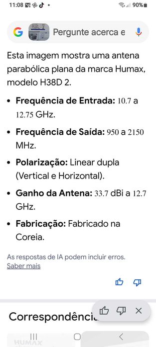 Antenna  satelite plana 0.50cmx0.27 cm com pouco uso exenlente  .