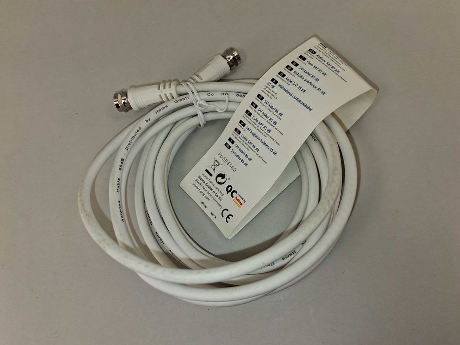 N211 Hama Kabel SAT Antenowy 3M Wtyk F 85 dB Biały Klasyczny