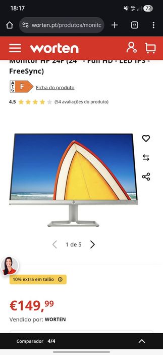 Vendo Monitor HP 24f