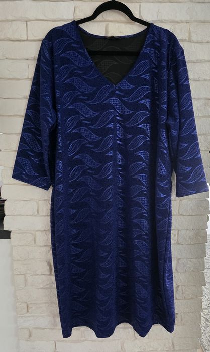 Womanary błyszcząca brokatowa sukienka plus size xxxl 52 54