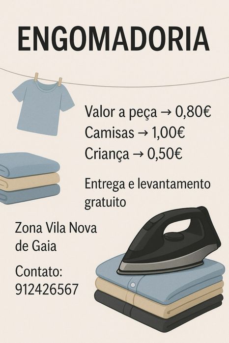 Engomadoria passo a sua rouoa