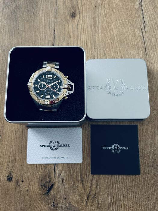 Nowy Męski zegarek Spears & Walker Varius II srebrno zloto czarny