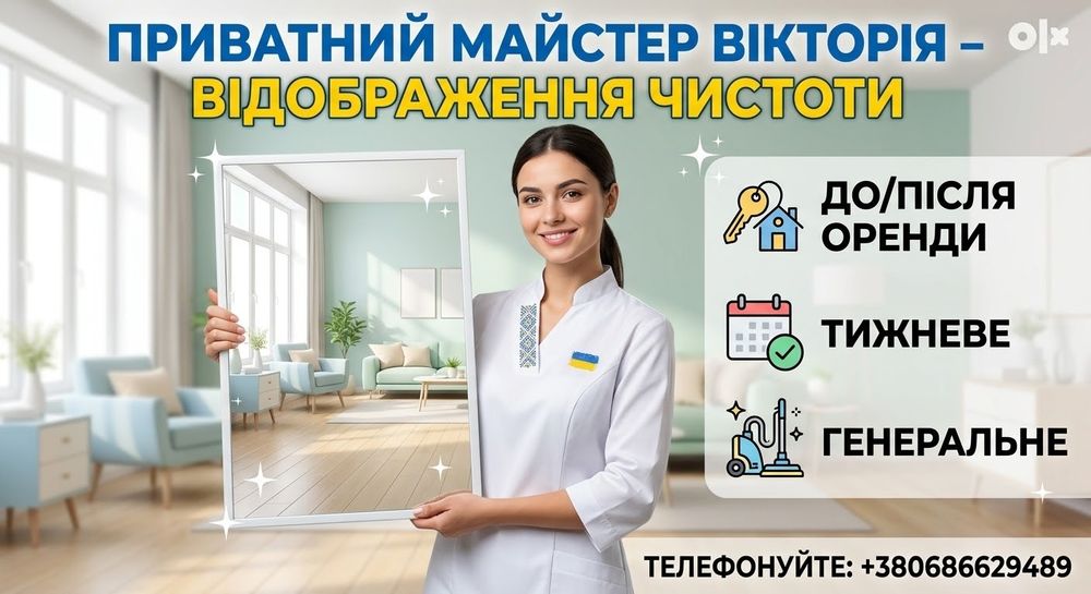Прибирання квартир: регулярне, після ремонту, до/після оренди
