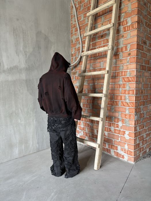 baggy thrashed “thorns sharper than steel” zip-hoodie sk8 y2k opium