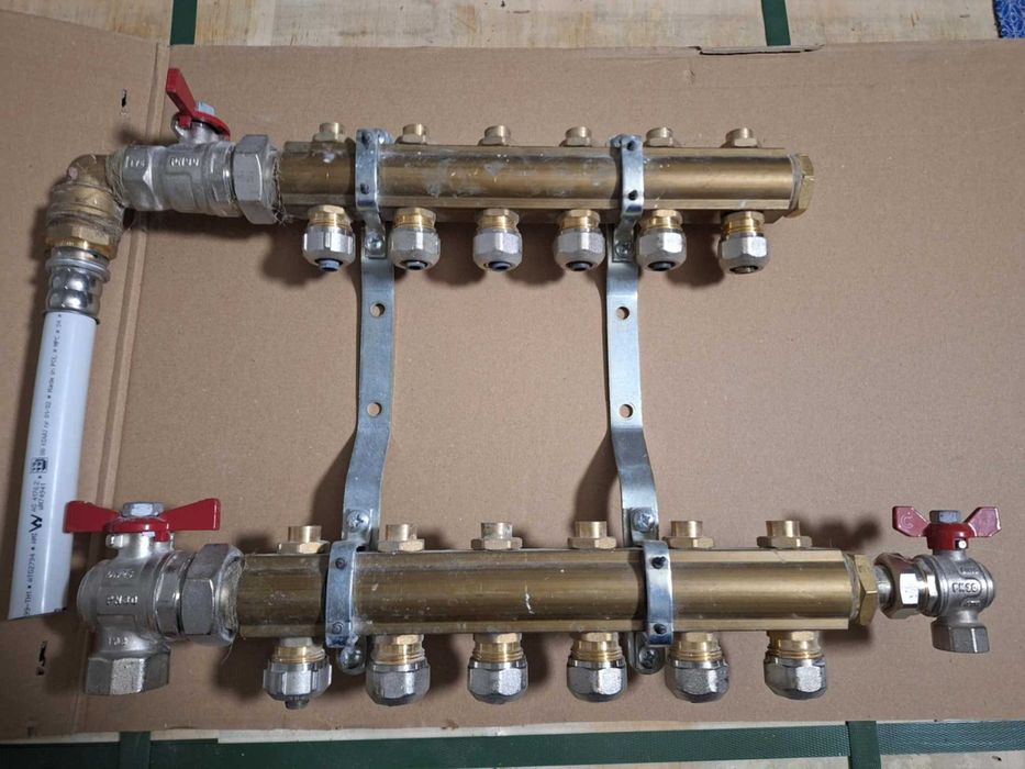 rozdzielacz mosiężny 6 sekcji, do grzejników, podłogówki. NOWY