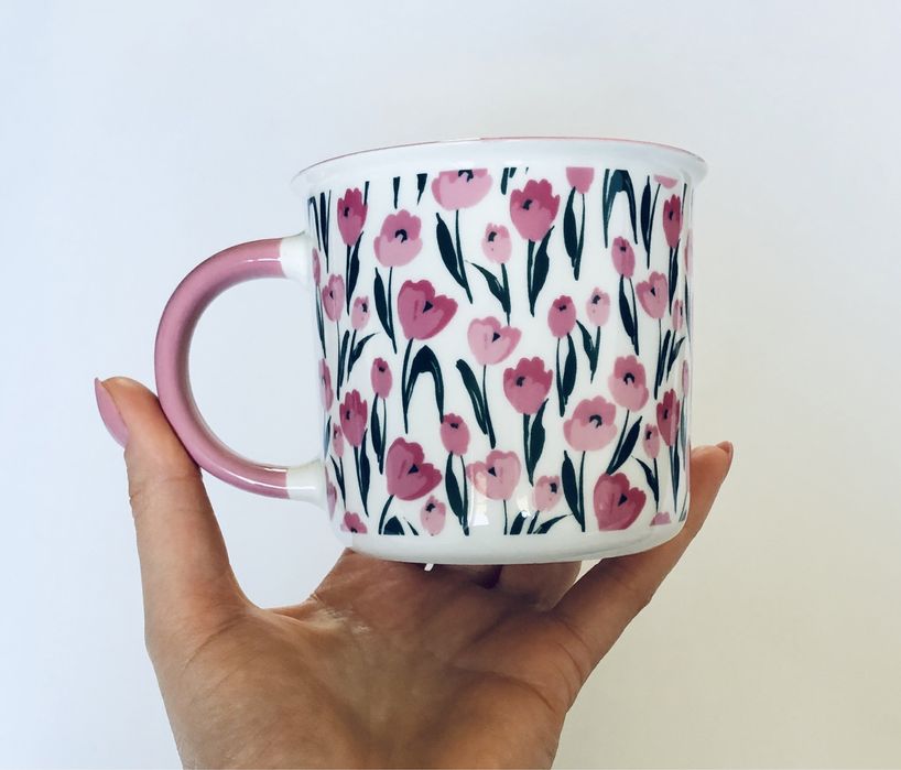 Smuke biedronka viralowy porcelanowy kubek tuliany różowy