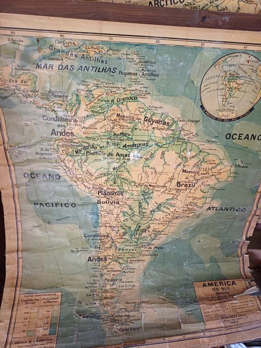 Mapa em tela America do sul