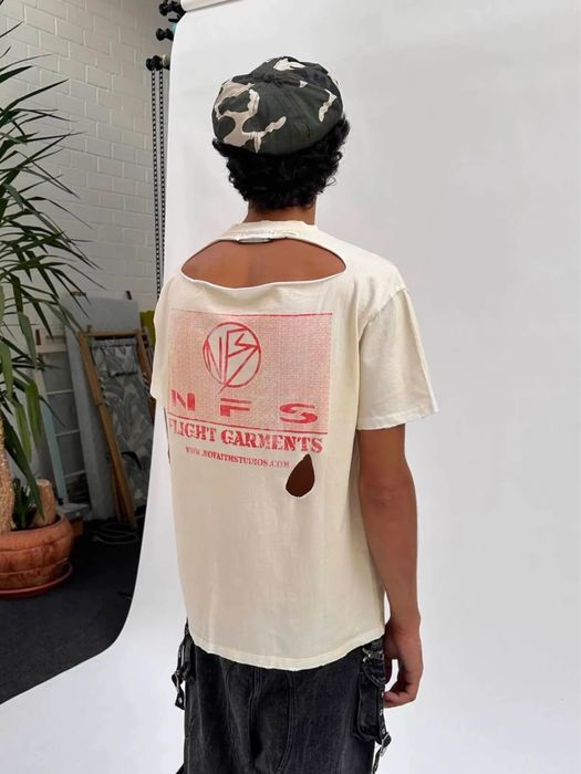 Футболка No Faith Studios Distressed Біла white old washed opium archive erd архив опиум y2k футболка оверсайз boxy