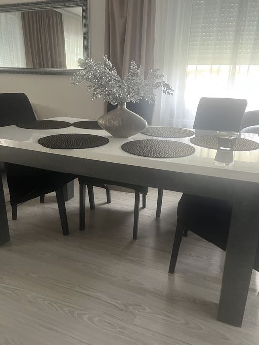 Stół lakier rozkladany nogi imitacja marmura