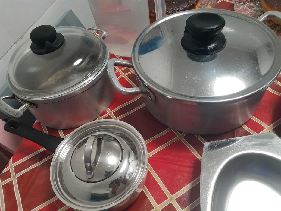 Conjunto 9 pecas conzinha em inox e alumínio