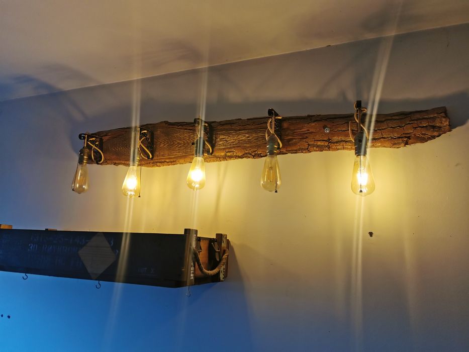 Lampa loft regulacja światła, drewno