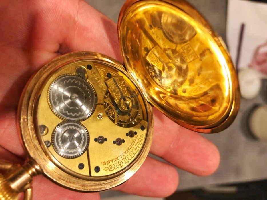 Золотые карманные часы Waltham watch American