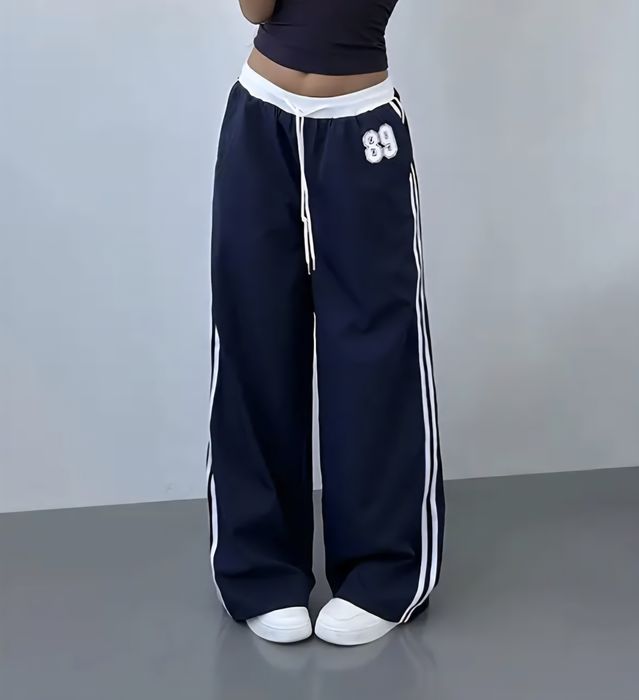 y2k широкі штани оверсайз з лампасами адідас 89