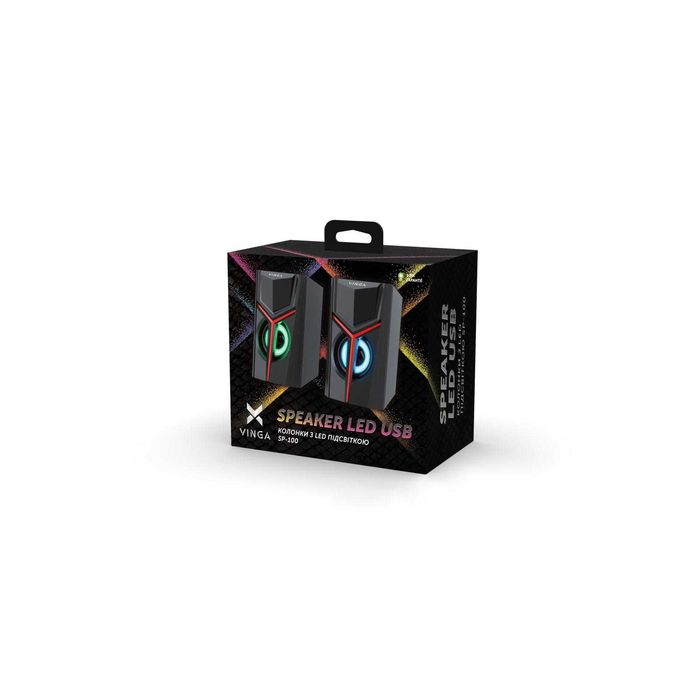 Новые компьютерные колонки 2.0 Vinga SP-100 LED, 3,5мм + USB, 6Вт