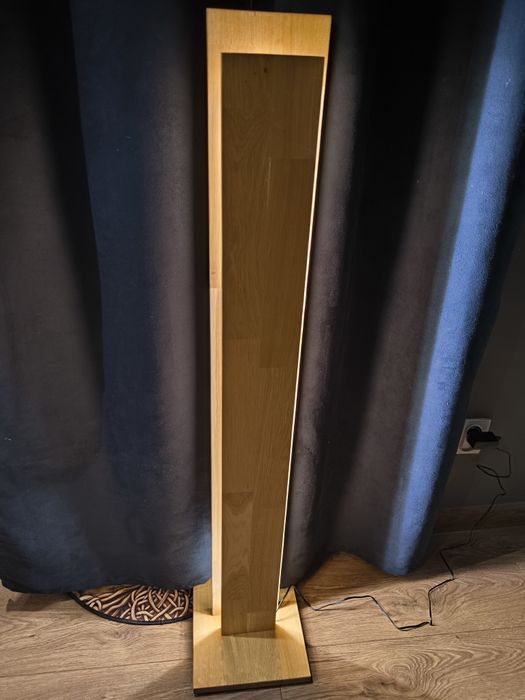 Lampa stojąca dębowa, LED RGB, pilot