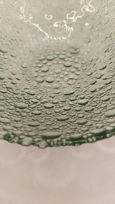 Szkło zielone misja owocarka salaterka krople rosy