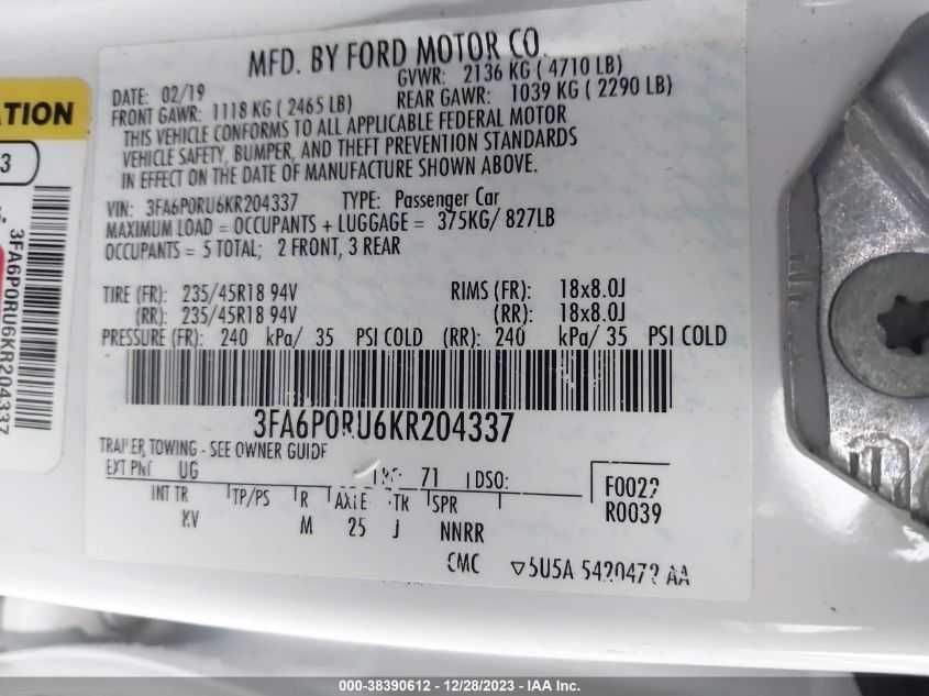 Продаж Ford Fusion Hybrid 2019