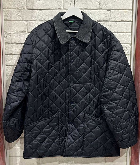 Benetton Kurtka Pikowana L Made in Italy Granatowa Stan BDB