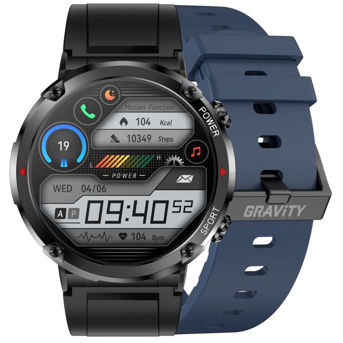 smartwatch gravity gt21-5 + granatowy pasek silikonowy
