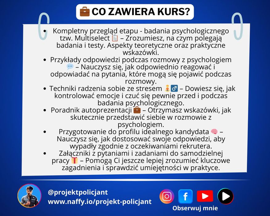 Testy do Policji - Kurs: Jak zdać badania psychologiczne do Policji?