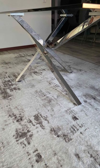 Mesa de jantar vidro e inox