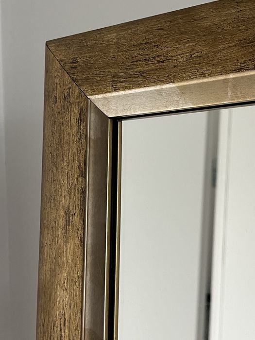 Lustro w drewnianej ramie – stare złoto – 79x169 cm – duże