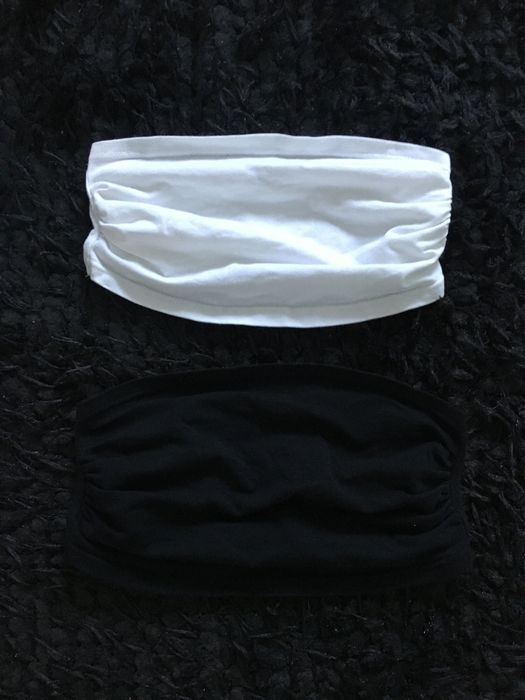 Biały / Czarny Stanik / Top Bandeau XS (2 pak) bawełniany