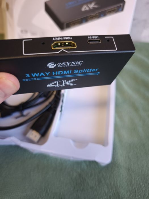 eSynic Splitter HDMI 1 entrada 3 saídas distribuidor HDMI 4K 30HZ 15,5 mm caixa de metal Plug and Play distribuidor HDCP 1.4