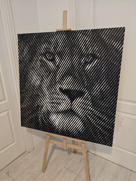 Obraz akrylowy na płótnie malowany farbami Farby Czarny Biały Duży 100