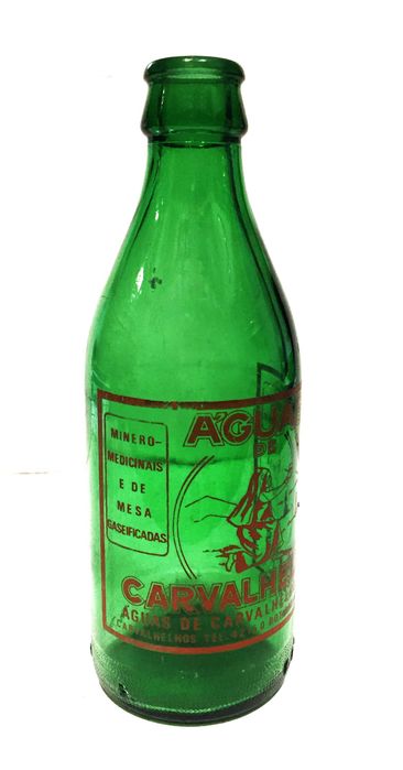 Garrafa antiga da Água de Carvalhelhos - Pirogravada - verde
