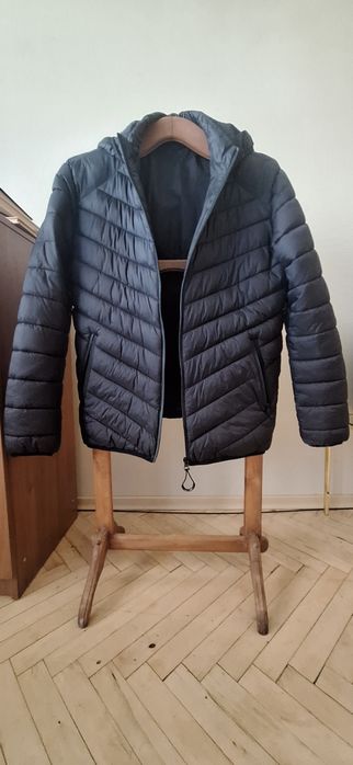 Чоловіча демісезонна куртка, Сolin's XXL slim fit, чорна з капюшоном