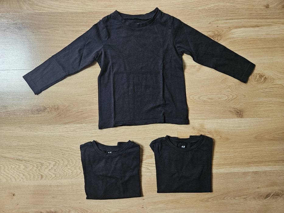 Bluzki dlugi rekaw firmy h&m r.98/104 czarne umisex