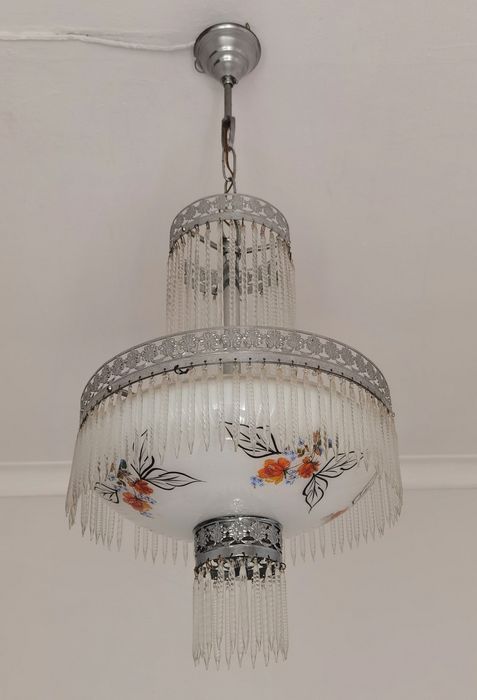 Candeeeiro de tecto em vidro antigo