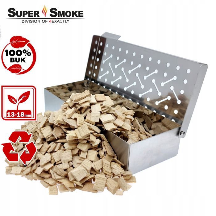 Zrębki Wędzarnicze Super Smoke BUK KL-13 (12-18mm) XL 6 Litrów Doypack