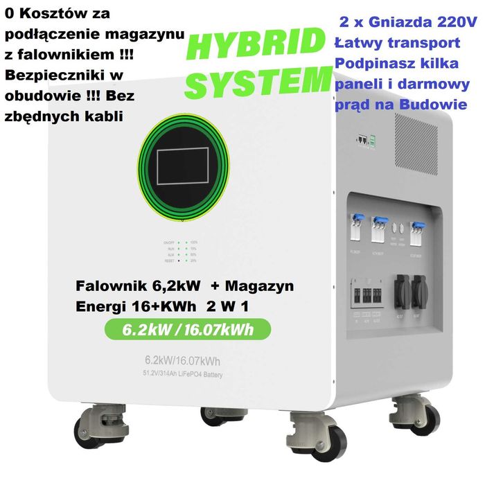 Magazyn energii 16KWh wraz z Falownik 6.2KW  All-in-One LiFePo4 314ah