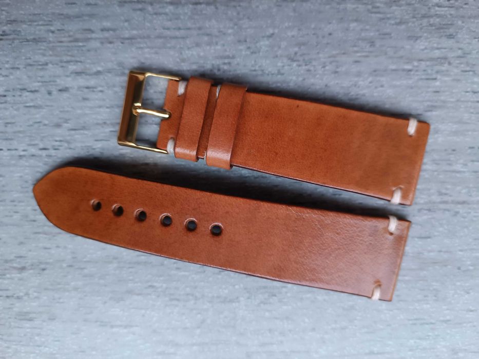 Pasek zegarka 26/22 mm jasny brąz skóra Garmin Seiko