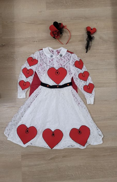 Królowa Kier 134/140 sukienka korona berło przebranie bal karnawałowy