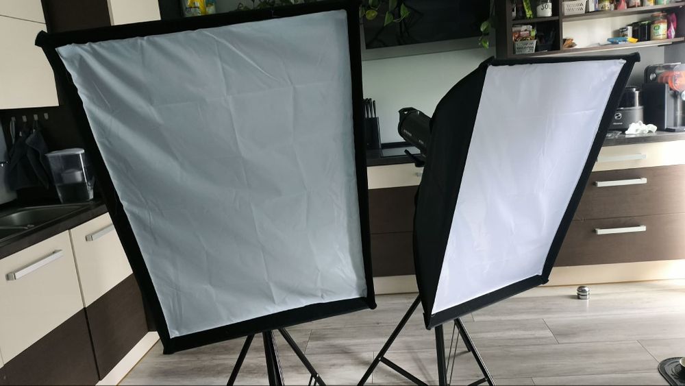 Studyjne lampy błyskowe Steiner x300 + statywy + softboxy + wyzwalacz