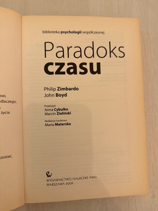 Książka Paradoks czasu Philip Zimbardo, John Boyd