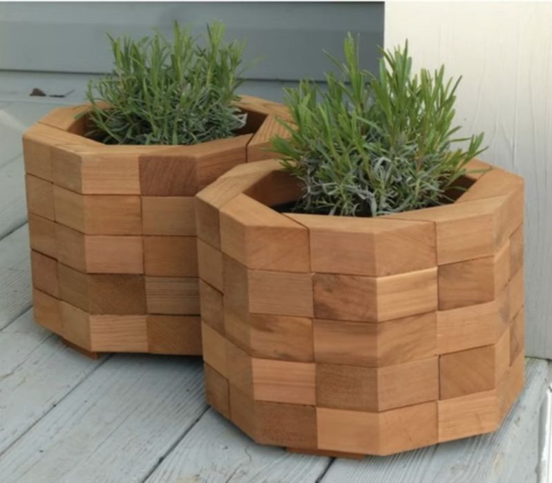 Drewniana donica sześciokątna Ø65cm